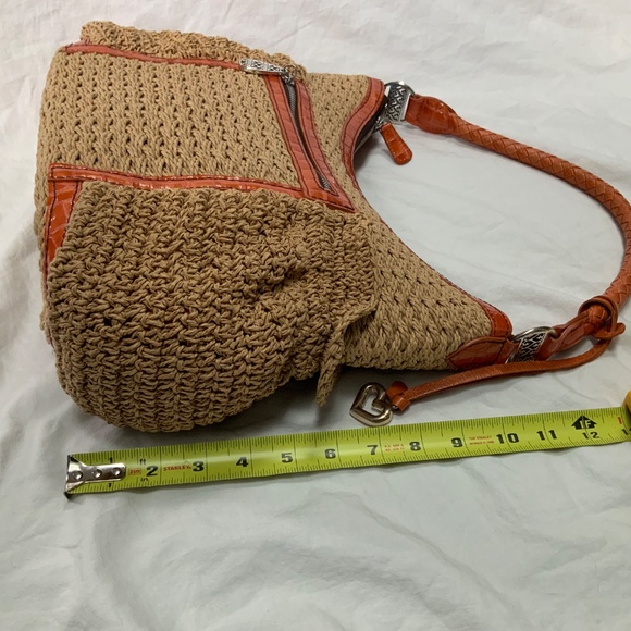 Woven Straw and Orange Patent Leather Brighton Bag - Picture 4 of 10